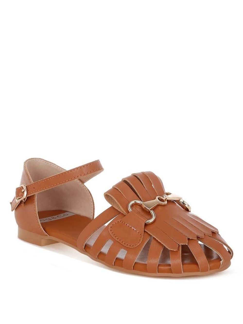Rag & Co Ramita Horsebit Fringe Flat Sandals